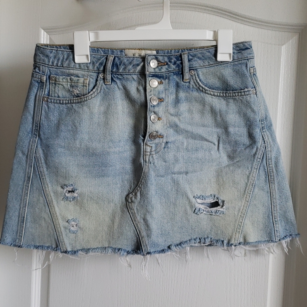 Free People Distressed Denim Skirt